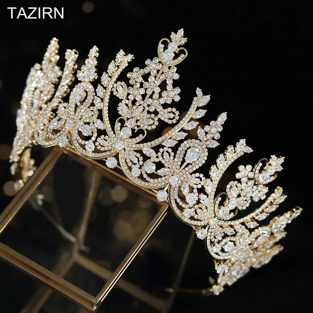 European CZ Wedding Crowns and Tiaras For Women Big Luxury Diadema Royal диадема Tall Zircon Arabic Saudi Arabia корона 2021 European CZ Wedding Crowns and Tiaras For Women Big Luxury Diadema Royal диадема Tall Zircon Arabic Saudi Arabia корона 2021