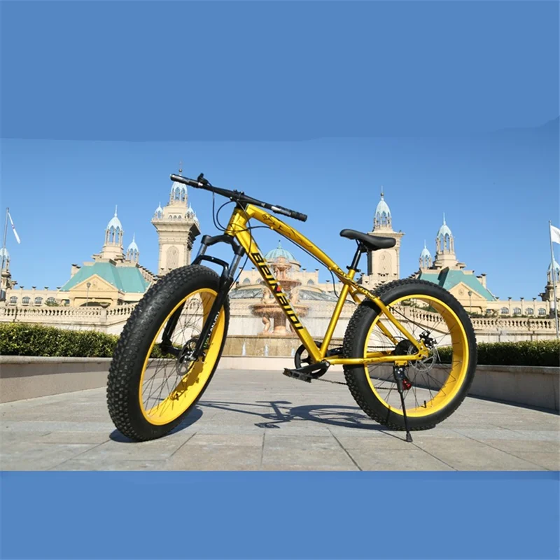 Snowmobile 4.0 plus wide tire shock absorption mountain bike 26 inch double disc brake beach road vehicle