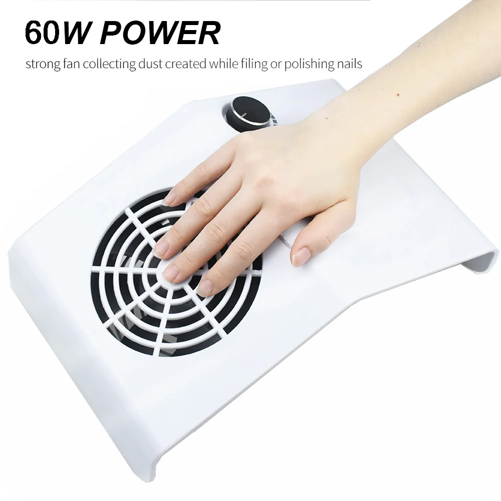 60W Powerful Nail Dust Suction Collector Vacuum Cleaner Professional Manicure Tool With Suction Adjustment Nail Salon Equiment