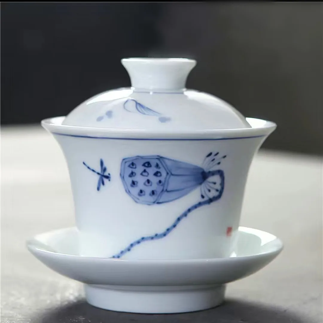 Чайный сервиз китайского фарфора Цзиндэчжэнь ручная роспись лотоса