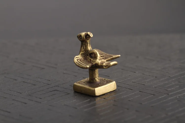 Brass Phoenix Bird Engraved Seal Keychains Pendants (3)