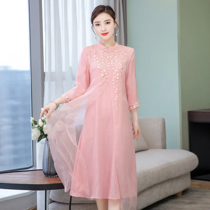 Improved Cheongsam Dress Women's 2019 Spring And Summer New Style Retro Embroidered Middle-aged Lady Loose-Fit Mid-length A- lin
Improved Cheongsam Dress Women's 2019 Spring And Summer New Style Retro Embroidered Middle-aged Lady Loose-Fit Mid-length A- lin