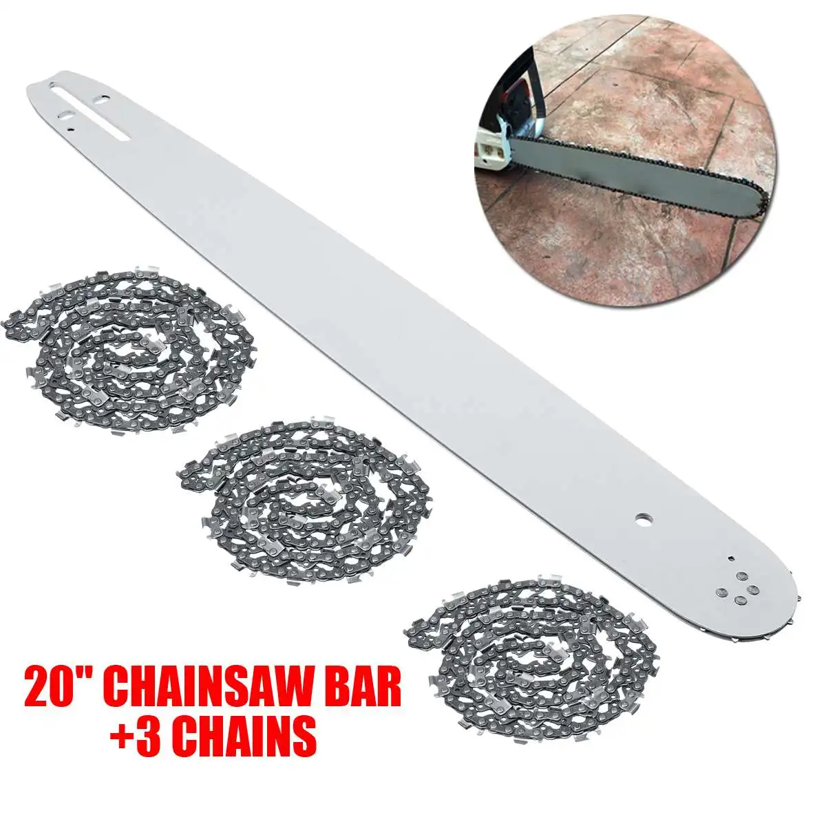 20 Inch Chainsaw Guide Bar with 3pcs Saw Chain 3/8 72DL .63" For STIHL MS290 MS291-310-340-360-380-391-440
20 Inch Chainsaw Guide Bar with 3pcs Saw Chain 3/8 72DL .63" For STIHL MS290 MS291-310-340-360-380-391-440