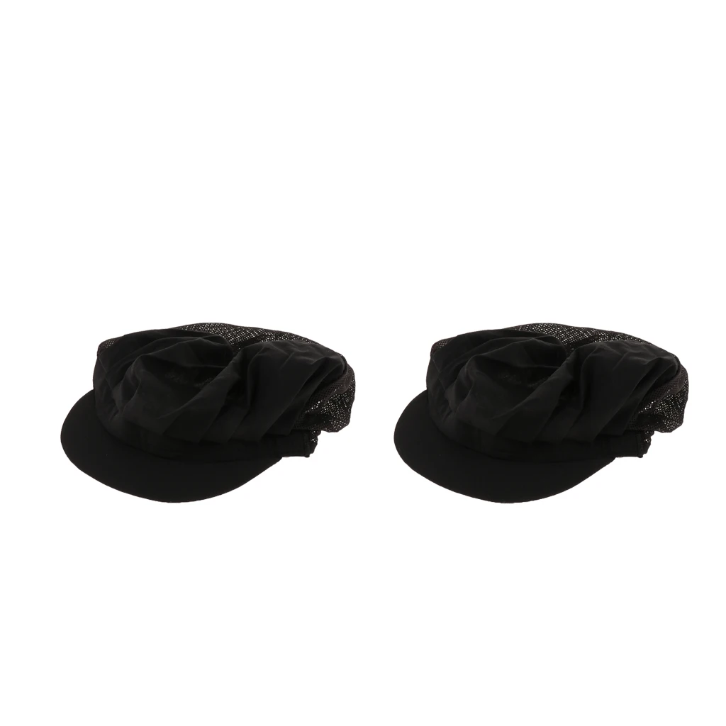 2Pcs Black Half Mesh Men Women Chef Hat Adjustable Cooking Catering Cap Breathable 2Pcs Black Half Mesh Men Women Chef Hat Adjustable Cooking Catering Cap Breathable