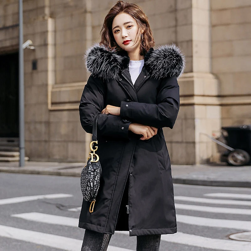 New Winter Warm Fur Lining Elegant Parka Jacket with Hoodies Women Loose Casual Long Coats Korean Fashion Clothes
New Winter Warm Fur Lining Elegant Parka Jacket with Hoodies Women Loose Casual Long Coats Korean Fashion Clothes