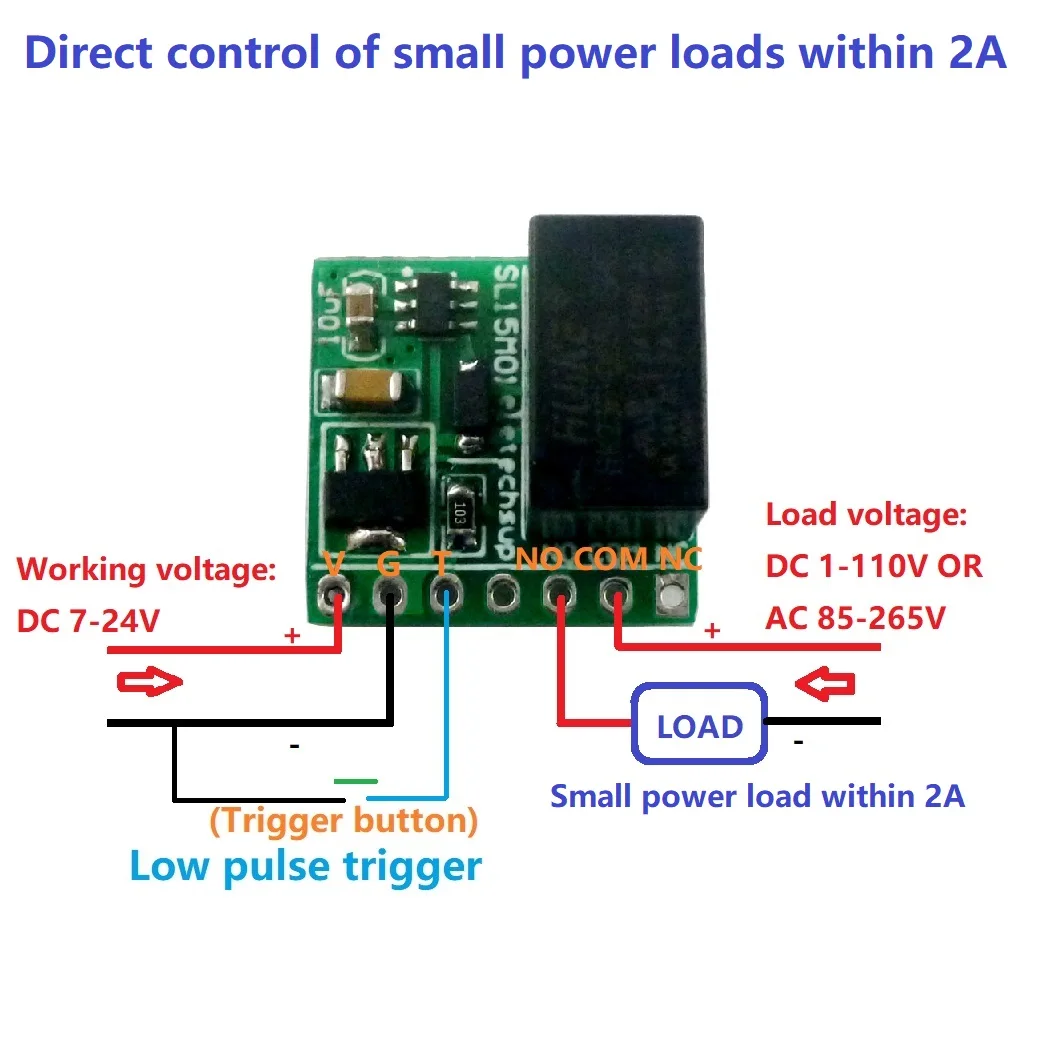 DC 12V 2A mini 1ch Bistable Self-locking Relay Module Flip-Flop Latch Switch Board for LED Motor Solenoid valve
DC 12V 2A mini 1ch Bistable Self-locking Relay Module Flip-Flop Latch Switch Board for LED Motor Solenoid valve