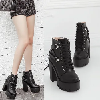 Autumn Martin Boots High-heeled Women's Boots Round Toe Lace-up Platform Thick Heel Short Boots High-heeled Women's Shoes Q12-76
Autumn Martin Boots High-heeled Women's Boots Round Toe Lace-up Platform Thick Heel Short Boots High-heeled Women's Shoes Q12-76