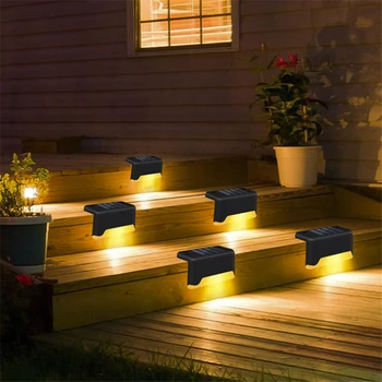 

4pcs LED Solar Stairs Lights Outdoor Garden Waterproof Light Pathway Courtyard Patio Steps Fence Lamps Solar Wall Landscape Lamp