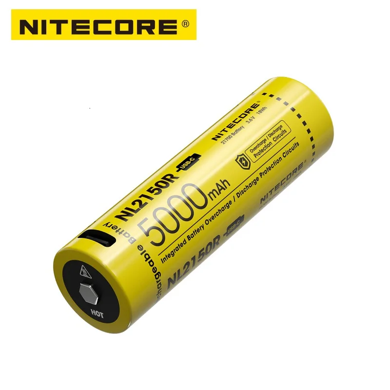 

NITECORE NL2150R 21700 Li-ion USB-C Rechargeable battery 5000mAh 5A 3.6V 18Wh Flashlight battery