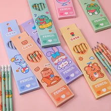 

6pcs/box Cute Cartoon Boxed Pencils Children HB Drawing Sketch Pen Student Writing with Eraser Pencil School Supplies Stationery