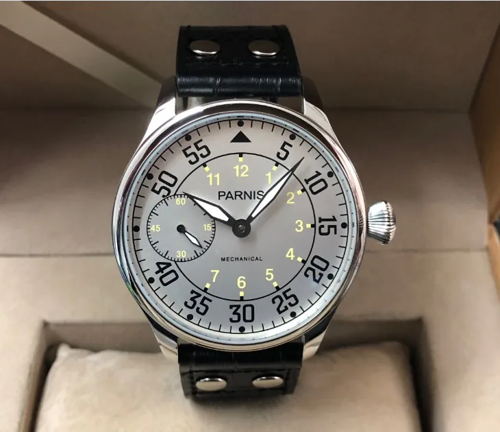 44mm PARNIS Asian 6497 Mechanical Hand Wind movement Milk white dial luminous pilot men's watch pa207-p8
44mm PARNIS Asian 6497 Mechanical Hand Wind movement Milk white dial luminous pilot men's watch pa207-p8