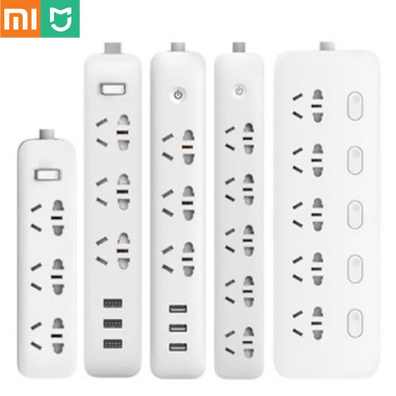 Xiaomi mi Socket Plug home Household Extension Cable Power Board 3/5/4/6/8 Hole 3 USB Fast Charging 2500W 10A 250V EU | Электроника