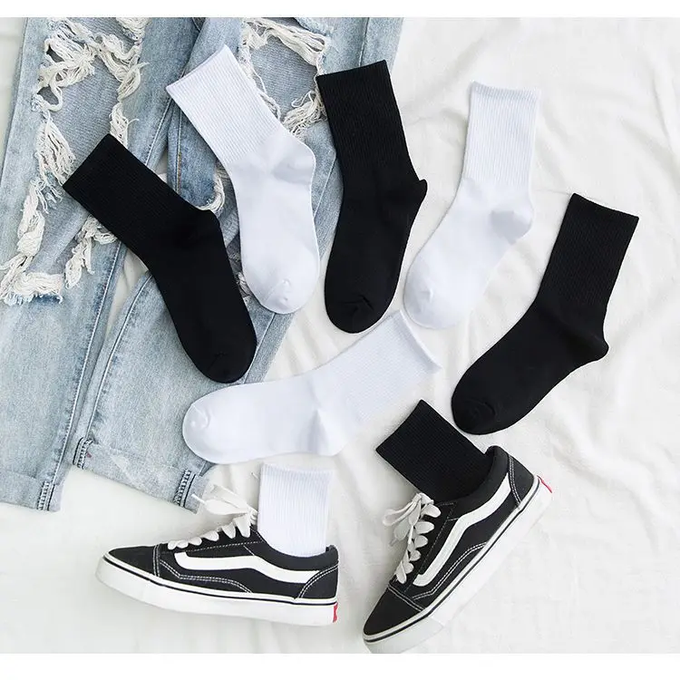 Носки унисекс однотонные чистые черные белые спортивные 5 пар | Мужская одежда