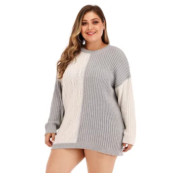 Plus Size Women Winter Knitting Sweater Loose Long Sleeve Top Blouse Casual Patckwork Pullovers Sweaters O-neck Pull Femme
Plus Size Women Winter Knitting Sweater Loose Long Sleeve Top Blouse Casual Patckwork Pullovers Sweaters O-neck Pull Femme