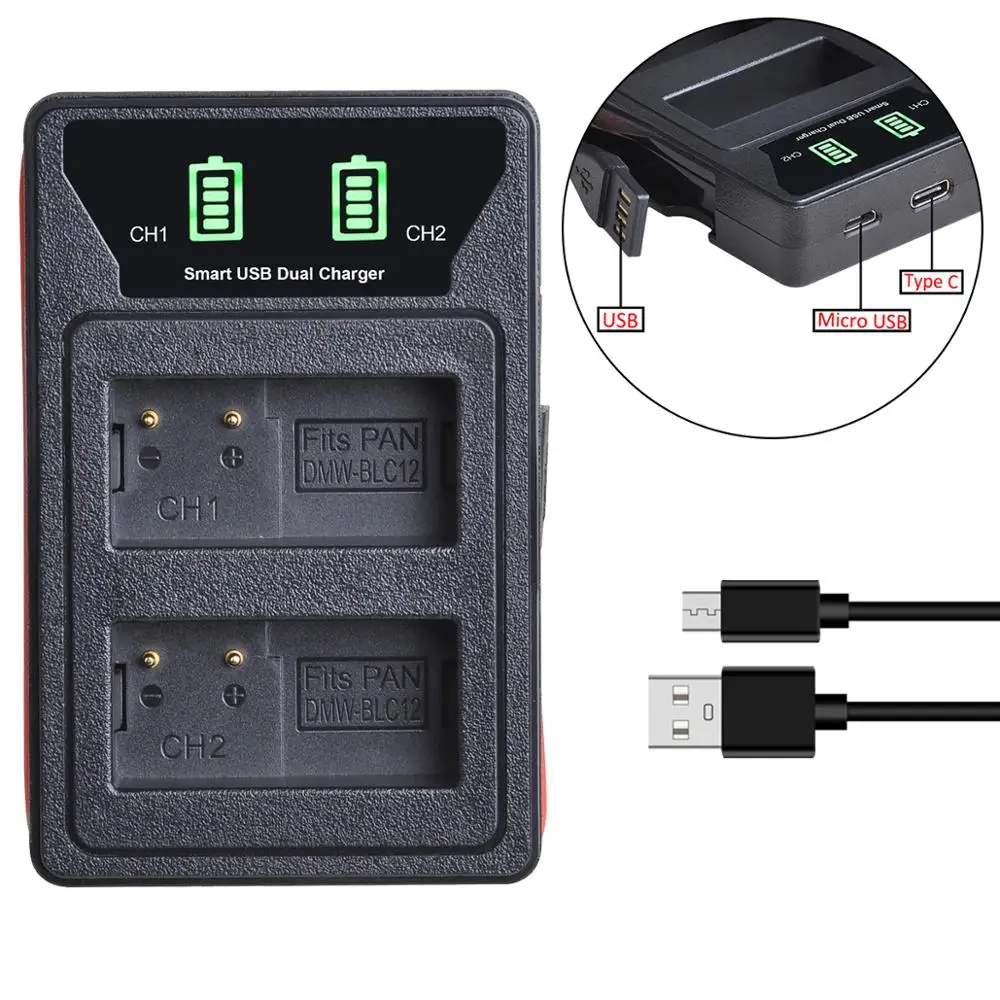 DMW-BLC12 DMW-BLC12E DMW BLC12 Battery Charger with type-C and micro USB port for Panasonic GX8 FZ1000 FZ200 FZ300 G5 G6 G7 GH2
DMW-BLC12 DMW-BLC12E DMW BLC12 Battery Charger with type-C and micro USB port for Panasonic GX8 FZ1000 FZ200 FZ300 G5 G6 G7 GH2