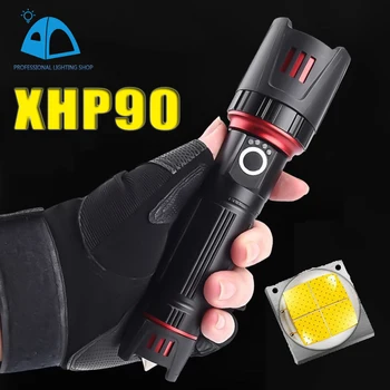 Powerful XHP90 LED Flashlight USB Rechargeable Torch Tactical Zoom Light Use 26650 Battery Camp Fishing Hiking Lamp Flashlight
Powerful XHP90 LED Flashlight USB Rechargeable Torch Tactical Zoom Light Use 26650 Battery Camp Fishing Hiking Lamp Flashlight