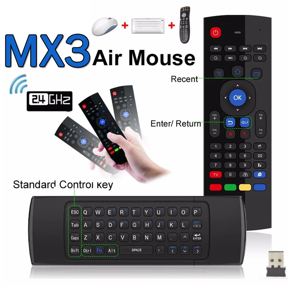 MX3 MX3-L Backlit Air Mouse T3 Smart Voice Remote Control 2.4G RF Wireless Keyboard For X96 mini KM9 A95X H96 MAX Android TV Box
MX3 MX3-L Backlit Air Mouse T3 Smart Voice Remote Control 2.4G RF Wireless Keyboard For X96 mini KM9 A95X H96 MAX Android TV Box