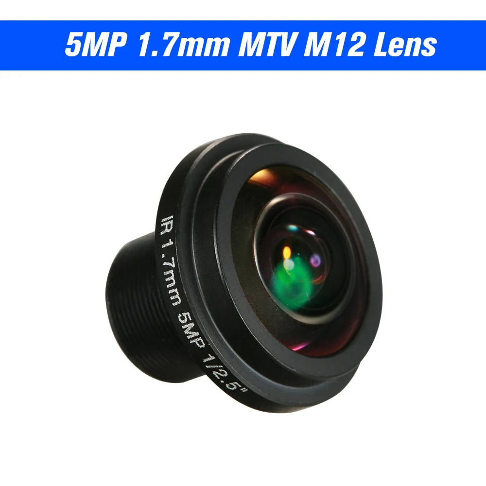 

1.7mm Fisheye Lens HD 5.0 Megapixel M12 Mount 1/2.5" F2.0 For CCTV IP Camera 180 Degree Wide Angle Panoramic CCTV Camera Lens