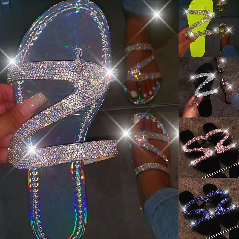 Women Summe Rhinestone Shoes r Flat Slippers Open Toe Roman Beach Sandals Ladies Flip Flops Black Non-slip Slides Dropshipping
Women Summe Rhinestone Shoes r Flat Slippers Open Toe Roman Beach Sandals Ladies Flip Flops Black Non-slip Slides Dropshipping