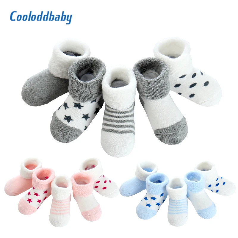 Носки для новорожденных хлопковые теплые мальчиков и девочек на возраст 0-24