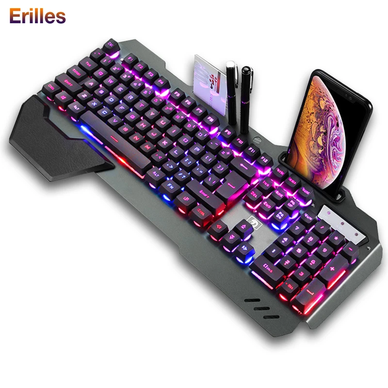 Professional Game Mechanical Keyboard Ergonomic USB Wired Keyboard With RGB Backlight Metal Gaming Keyboard with Phone Holder
Professional Game Mechanical Keyboard Ergonomic USB Wired Keyboard With RGB Backlight Metal Gaming Keyboard with Phone Holder