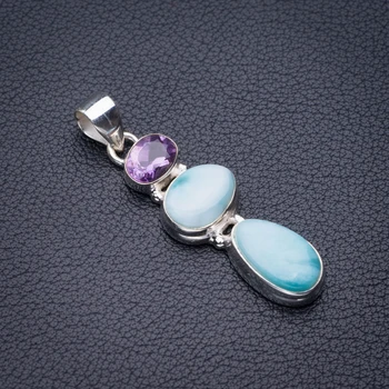 StarGems Natural Caribbean Larimar And Amethyst Handmade 925 Sterling Silver Pendant 1.75" D5386
StarGems Natural Caribbean Larimar And Amethyst Handmade 925 Sterling Silver Pendant 1.75" D5386