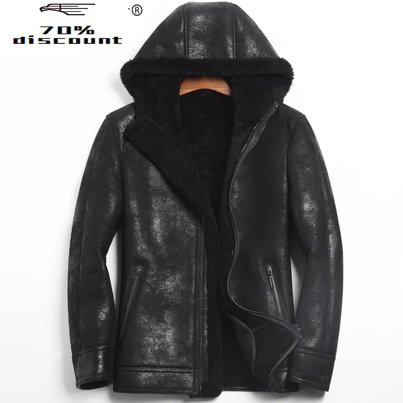 Genuine Leather Jacket Men Hooded Winter Jacket Real Wool Fur Coat Men Sheepskin Coat Shearling Leather Jacket 055KJ2235 
Genuine Leather Jacket Men Hooded Winter Jacket Real Wool Fur Coat Men Sheepskin Coat Shearling Leather Jacket 055KJ2235