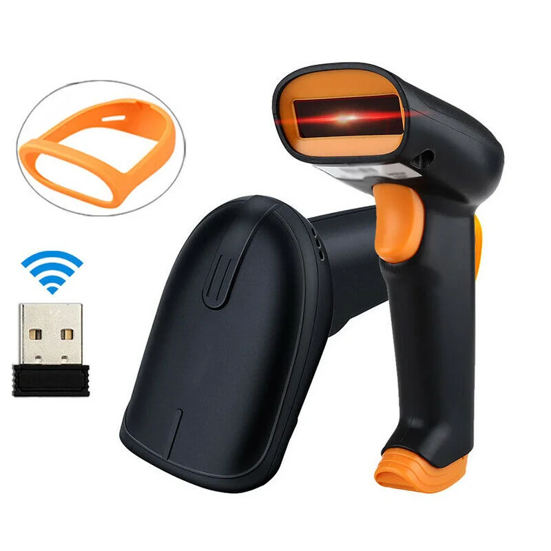 

ABS TPR S2 Barcode Scanner 2.4Ghz Wireless&USB Cable Handheld 1D Bar Code Reader Two-way Scanning Kit USB Receiver