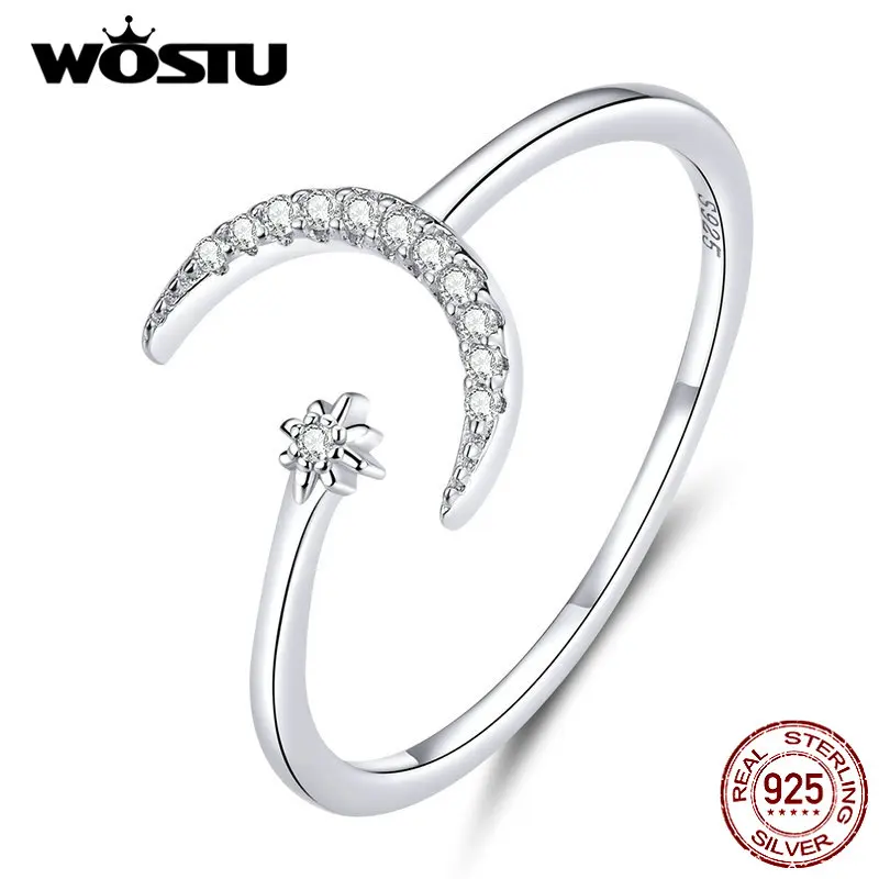 WOSTU Real 925 Sterling Silver Moon Wedding Opening Rings For Women Dazzling Zircon Adjustable Rings Fine Jewelry Gift CQR569
WOSTU Real 925 Sterling Silver Moon Wedding Opening Rings For Women Dazzling Zircon Adjustable Rings Fine Jewelry Gift CQR569