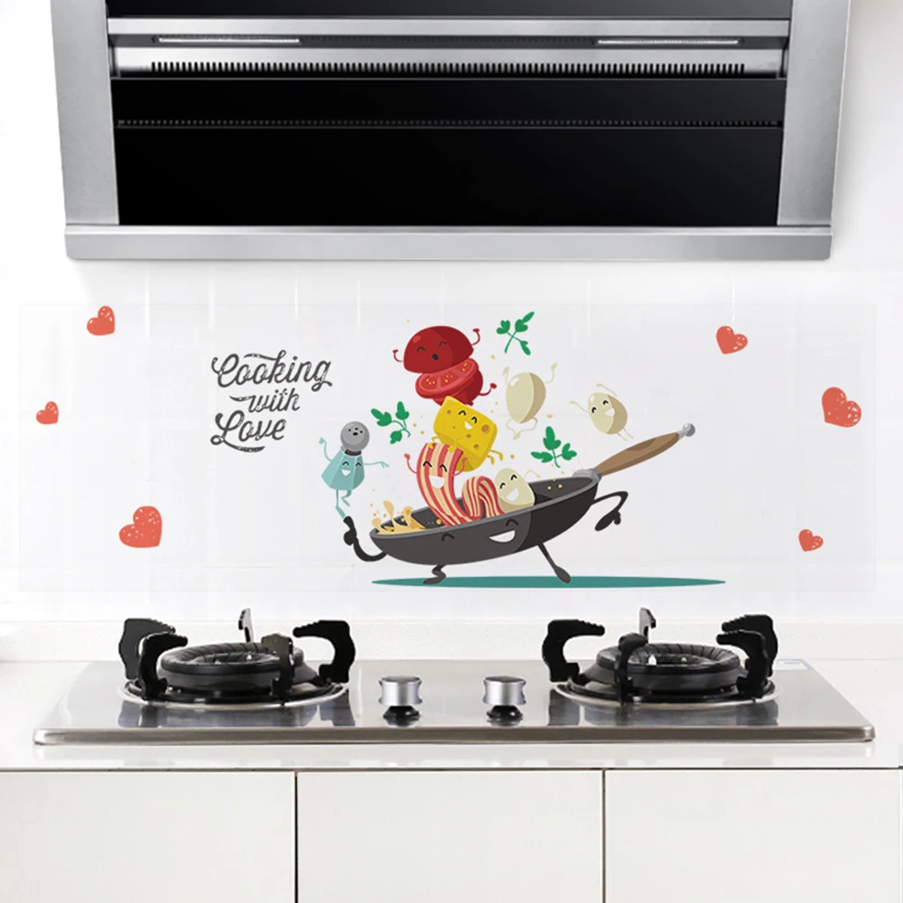 Мультфильм Happy Pan Кухня Настенные Стикеры для кухни холодильник шкаф украшения