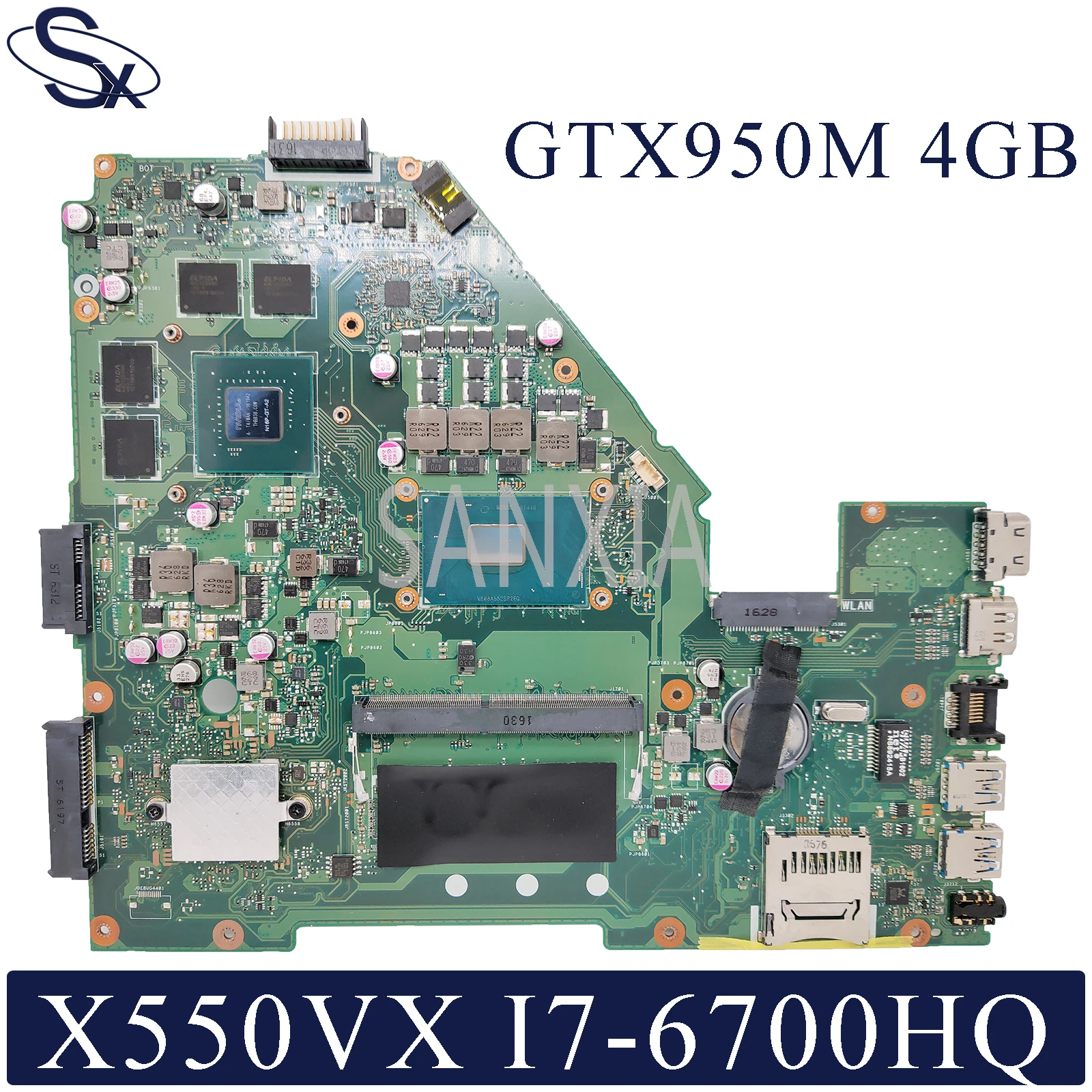 

KEFU X550VX Laptop motherboard for ASUS X550VX X550V original mainboard 4GB-RAM I7-6700HQ GTX950M-4GB