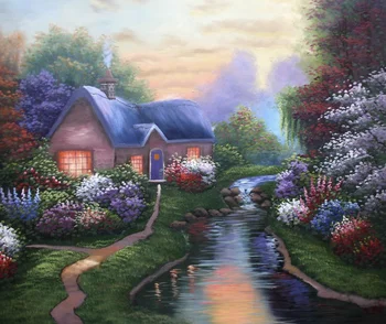 100%Handmade Flowering Cottage by Stream, Hand Painted Oil Painting 20x24in
100%Handmade Flowering Cottage by Stream, Hand Painted Oil Painting 20x24in
