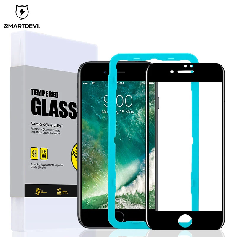 Закаленное 3d стекло SmartDevil с мягкими краями и полным покрытием для iphone X 6 6s 7 8 plus