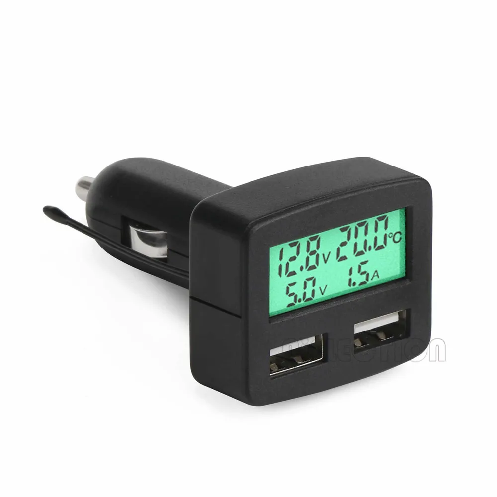 Multi-functional 3A Car Charger DC 5V Smart Car charger 2 USB Voltmeter Ammeter Thermometer Green Blue White LED Back-light
Multi-functional 3A Car Charger DC 5V Smart Car charger 2 USB Voltmeter Ammeter Thermometer Green Blue White LED Back-light
