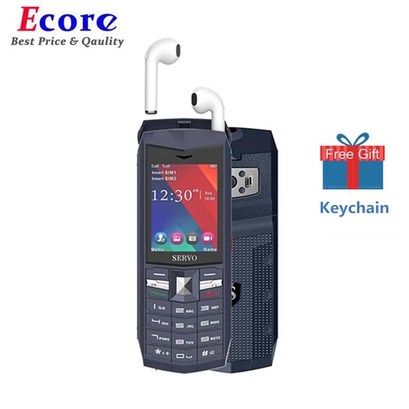 Power Bank Cell Phone With Wireless Headphone TWS 5.0 Bluetooth 2.4" 3000mAh GSM GPRS Push-button Telephone SERVO R26
Power Bank Cell Phone With Wireless Headphone TWS 5.0 Bluetooth 2.4" 3000mAh GSM GPRS Push-button Telephone SERVO R26