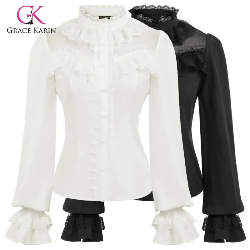 Grace Karin Womens Renaissance Shirt Long Sleeve Ruffle Stand Collar Lace Decorated Buttons Shirt Tops ladies vintage Shirt Tops
Grace Karin Womens Renaissance Shirt Long Sleeve Ruffle Stand Collar Lace Decorated Buttons Shirt Tops ladies vintage Shirt Tops