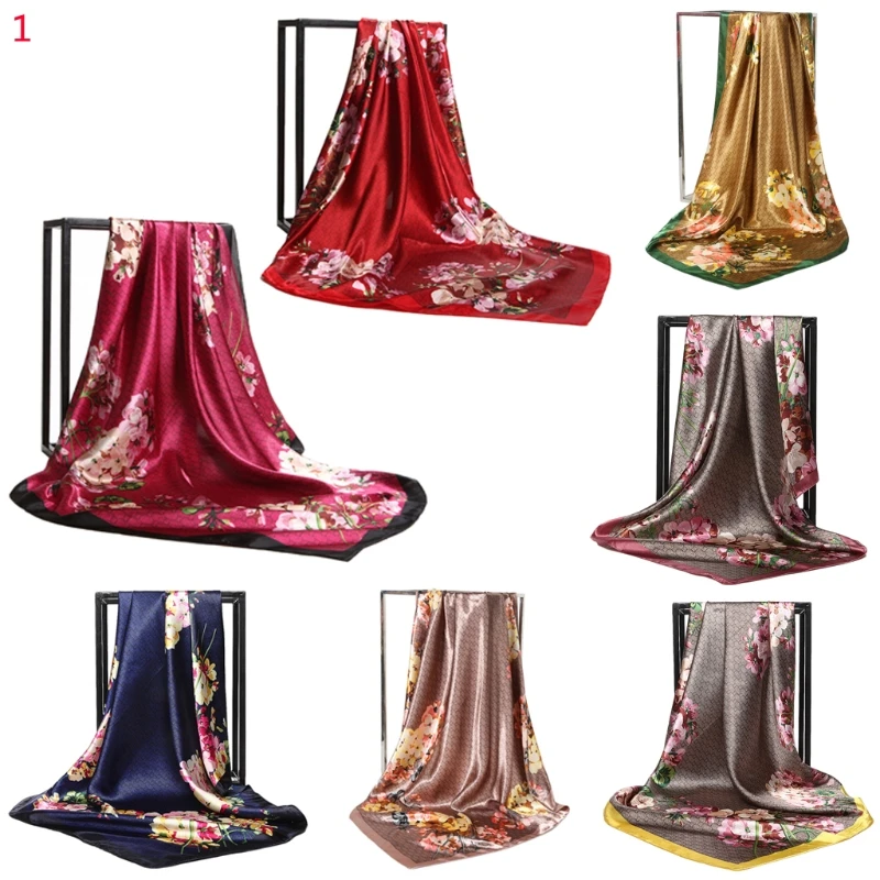Fashion Silky Square Scarf Women's Vintage Floral Print Head Large Shawl Wraps 
Fashion Silky Square Scarf Women's Vintage Floral Print Head Large Shawl Wraps