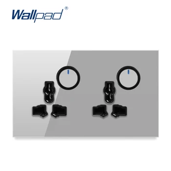 Dual 3 Pin MF Socket With On Off Switch 146*86mm Wallpad Grey Tempered Glass Panel Wall Power Socket Outlet Grounded 
Dual 3 Pin MF Socket With On Off Switch 146*86mm Wallpad Grey Tempered Glass Panel Wall Power Socket Outlet Grounded