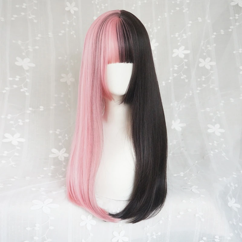 Lolita Ombre Gothic Harajuku Style Black Mixed Pink Long Straight Hairpiece Cute Bangs Cosplay Wig+ Wig Cap
Lolita Ombre Gothic Harajuku Style Black Mixed Pink Long Straight Hairpiece Cute Bangs Cosplay Wig+ Wig Cap