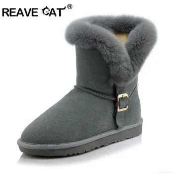 REAVE CAT women's winter boots Real cow leather Thick Warm Fur snow boots slip on shoes anti-slip flat heel lady shoes size 43
REAVE CAT women's winter boots Real cow leather Thick Warm Fur snow boots slip on shoes anti-slip flat heel lady shoes size 43