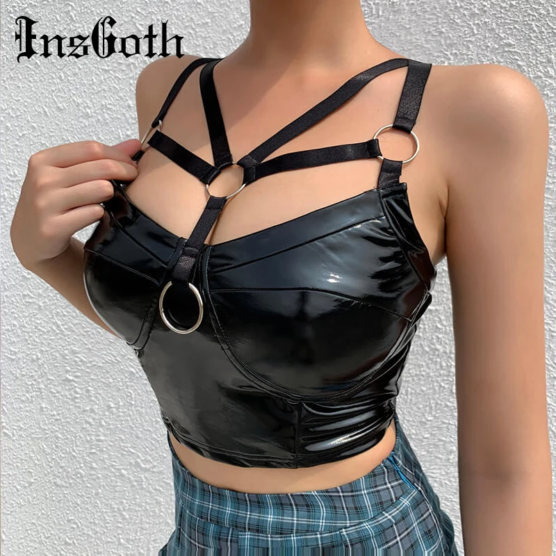 InsGoth PU Leather Camis Women Sexy Tank Tops Gothic Streetwear Hollow Out Bodycon Bandage Balck Leather Backless Camis Female
InsGoth PU Leather Camis Women Sexy Tank Tops Gothic Streetwear Hollow Out Bodycon Bandage Balck Leather Backless Camis Female