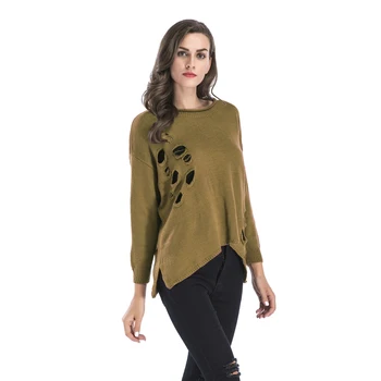 5647 # Autumn Clothing Large Size Dress Irregular with Holes Bat Sleeve Pullover Sweater Women's
5647 # Autumn Clothing Large Size Dress Irregular with Holes Bat Sleeve Pullover Sweater Women's