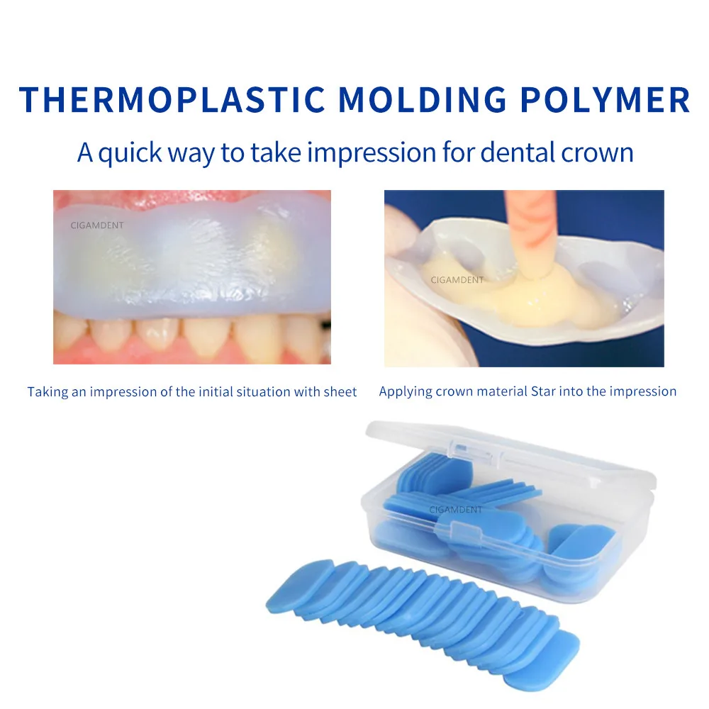 

20Pc Dental Quick Impressions Fabricating Temporaries Temp Crown LuxaForm Thermoplastic Molding Polymer Sheet Malleable DMG Tool