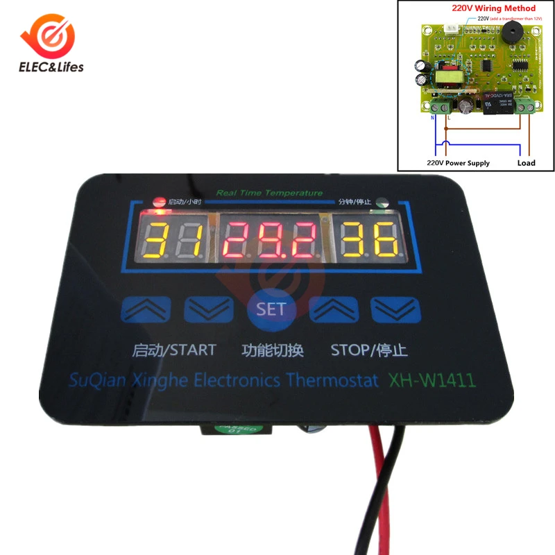 Digital electronic thermostat 110V 220V 12V 10A XH-W1411Real time Temperature Controller Sensor cooling Heating thermoregulator
Digital electronic thermostat 110V 220V 12V 10A XH-W1411Real time Temperature Controller Sensor cooling Heating thermoregulator