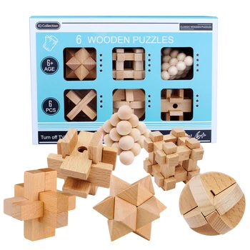 6Pcs/set Beech Kong Ming Lock Puzzle Luban Lock Set Children Development and Education Toy Gift For Over 6 - English Version
6Pcs/set Beech Kong Ming Lock Puzzle Luban Lock Set Children Development and Education Toy Gift For Over 6 - English Version