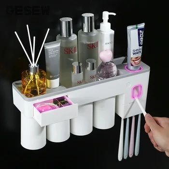 GESEW New Dustproof Toothbrush Holder Magnetic Adsorption Inverted Cup Toothpaste Squeezer For Toilet Bathroom Accessories Sets
GESEW New Dustproof Toothbrush Holder Magnetic Adsorption Inverted Cup Toothpaste Squeezer For Toilet Bathroom Accessories Sets