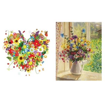 2 Set Diamond Painting Kit Full Diamond, No Frame - Wildflower Vase Pattern & Heart Garland Pattern 
2 Set Diamond Painting Kit Full Diamond, No Frame - Wildflower Vase Pattern & Heart Garland Pattern