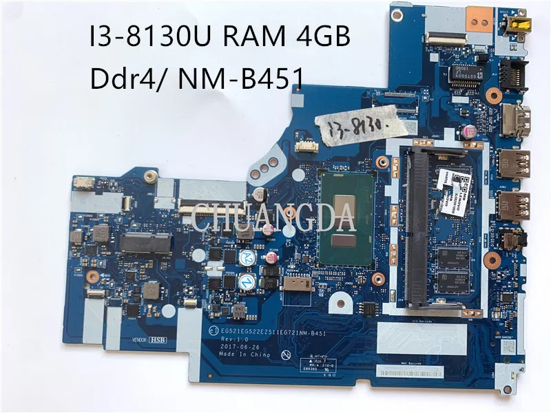Материнская плата для ноутбука Lenovo 330-15IKB 330-17IKB 81ED CPU I3-8130U RAM 4GB Ddr4/ NM-B451 FRU 5B20R19898 100%