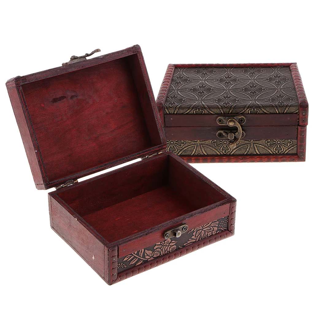 Antique Wooden Lock Jewelry Holder Storage Necklace Bracelet Gift Box Case Antique Wooden Lock Jewelry Holder Storage Necklace Bracelet Gift Box Case