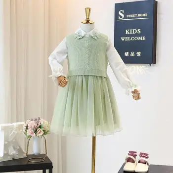 Girls' princess Sets Embroidered long sleeve dress + vest Children's fashion Clothes 2pcs sets Age 4-12 Years Old
Girls' princess Sets Embroidered long sleeve dress + vest Children's fashion Clothes 2pcs sets Age 4-12 Years Old